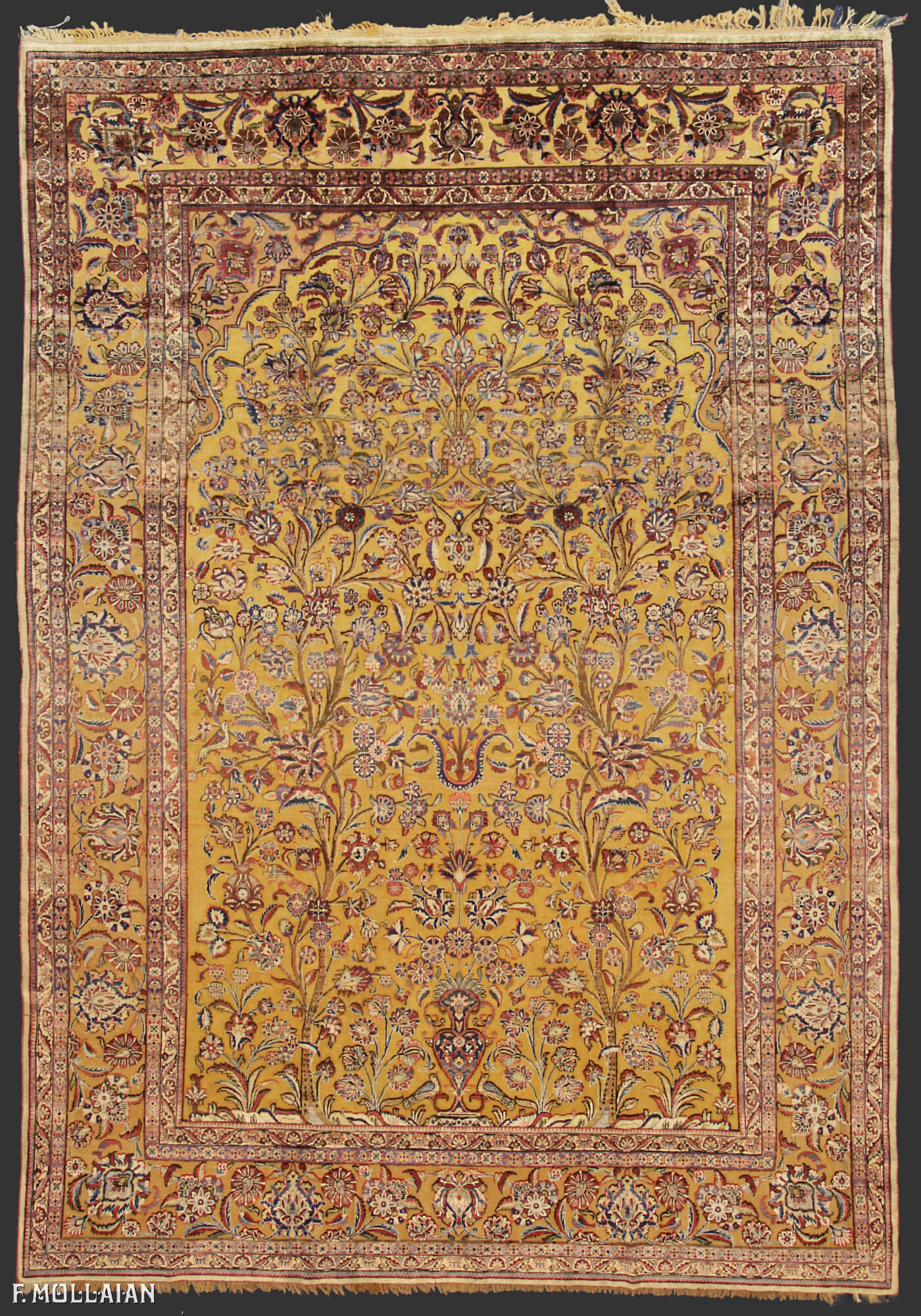 Kashan Rug Souf Prayer Goldish Color Field  n°:88844210